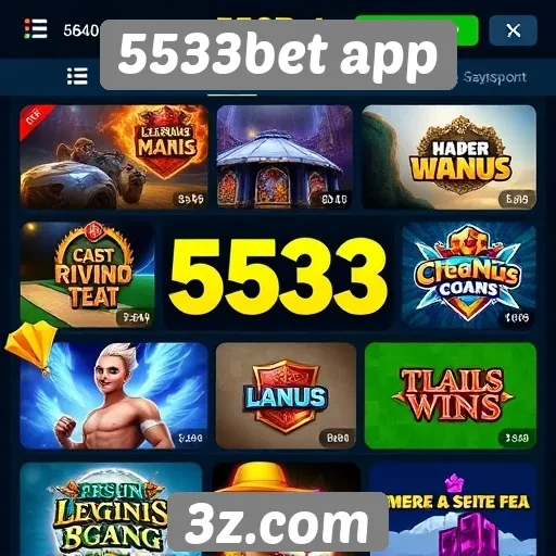 Variedade de jogos disponíveis no 5533bet app